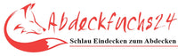 Logo von Abdeckfuchs24 mit rotem Fuchs und dem Slogan „Schlau Eindecken zum Abdecken“.