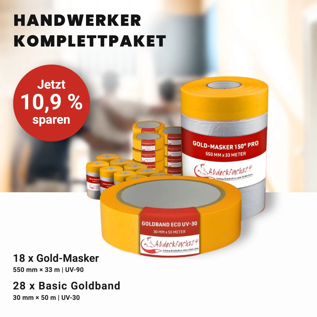 Handwerker Komplettpaket: 18 x Gold-Masker 550 mm und 28 x Basic Goldband UV-30, 30 mm