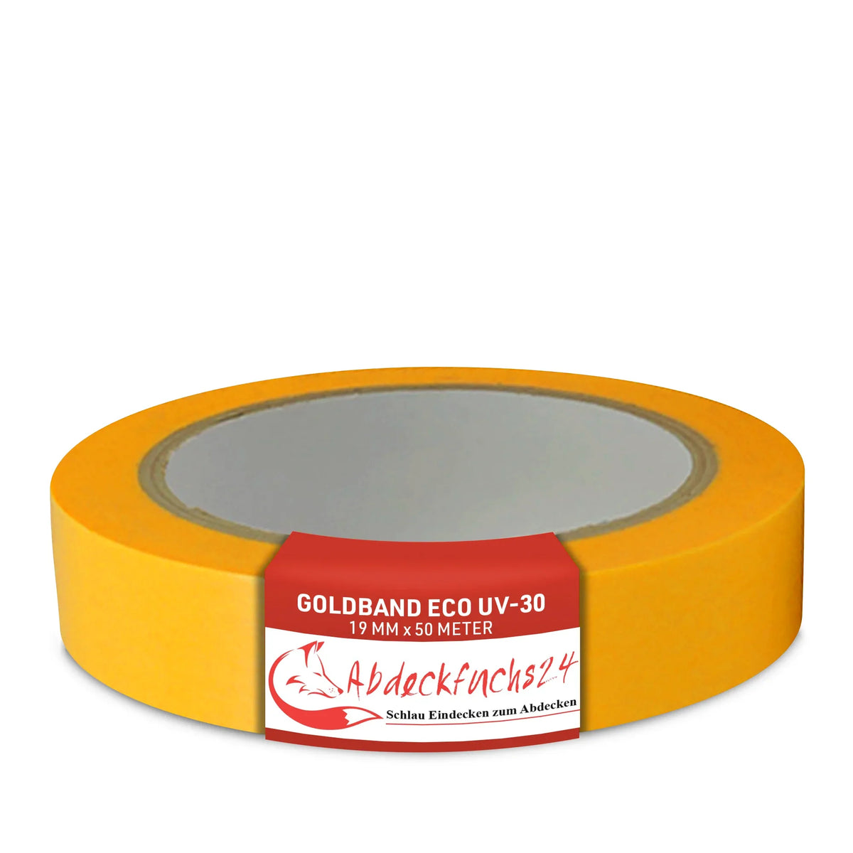 Basic Goldband - Klebeband Malerkrepp UV-30, 19 mm Breite, 50 Meter Länge, gelbes Klebeband mit hoher UV-Beständigkeit – perfekt für Malerarbeiten.