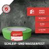 Grünes Lackiererkreppband PRO 120° mit hoher Beständigkeit gegen Wasser und Schleifen. Perfekt für präzise Abdeckarbeiten im Innen- und Außenbereich. 25 mm Breite und 50 Meter Länge für vielseitige Anwendungen.