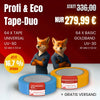 Exklusives Maler-Bundle mit 64x Tape Universal Blau und 64x Goldband ECO UV-30 – Jetzt 16,7 % sparen für Handwerker.