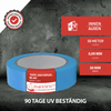 Strapazierfähiges Tape Universal Blau für lange Außenprojekte, UV-beständig und leicht ablösbar.