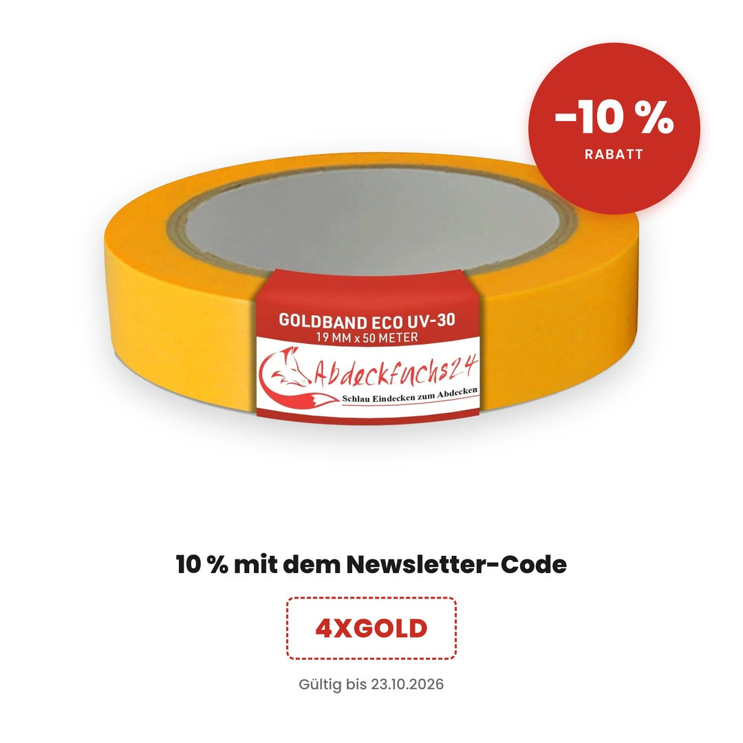 Basic Goldband UV-30, 19 mm × 50 m, mit Aktionshinweis 10 % Rabatt über den Newsletter-Code 4XGOLD
