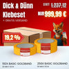 Goldband ECO UV-30 im Bundle-Angebot: 19,2 % Rabatt auf 30 mm und 50 mm Breite, Fuchs-Maskottchen mit Bestellschein.